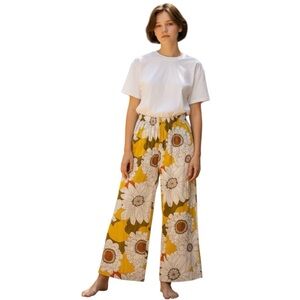 S/W/F Venice Brisk Wide-Leg Pull-On Sunflower Pant size M